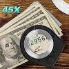 45X Jewelry Magnifier with 6 Light, Rechargeable Desktop Portable Coin Magnifier Sewing Magnifing Glass for Textile Optical Jewelry Tool Coins Currency Black view 2
