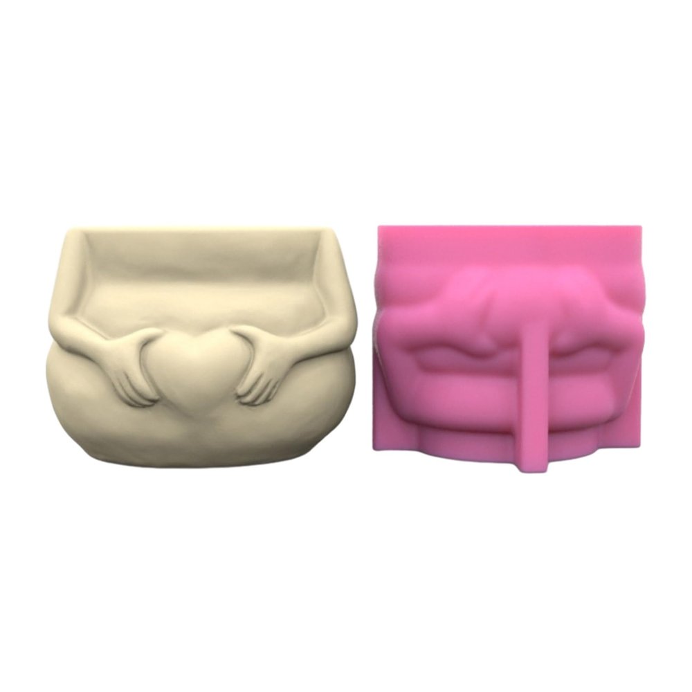 MinnowXY Succulent Flower Pots Mold Heart Belly Pen Holder Silicone Mould Concrete Plaster Planter Vase Mold Epoxy Resin Molds Silicone