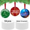 54 pcs Metal Sublimation Ornament Blanks,Sublimation Christmas Ornament Blanks for Christmas Tree Decor Ornaments,Double Sided Sublimation Ornaments Round Sublimation Blanks view 1