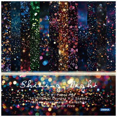 ZAKHSE Christmas Pattern Paper Pack, 24 Sheets 6"x6" Scrapbook Paper Pad for Card Making, Light Spots Single-Sided Prints Cardstock Decorative Craft Paper Holiday DIY Scrapbook Supplies-12 Designs
