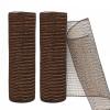 Rilisili 2 Rolls Chocolate Brown Metallic Mesh Ribbon 10 Inch X 10 Yards(30 Feet) Copper Foil Mesh Ribbons for Party Wreath Swags Wedding Home Decor Valentine's Day Christmas Decoration view 1