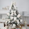 DINDOSAL White and Gold Christmas Wired Ribbon, 4 Inch x 10 Yards view 3