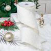 DINDOSAL White and Gold Christmas Wired Ribbon, 4 Inch x 10 Yards view 4