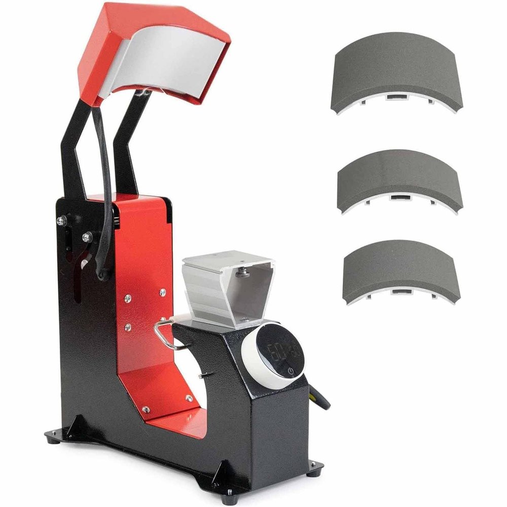 Heat Press Cap Hat Sublimation Machine, Automatic Hat Heat Press Machine, with 3pcs Interchangeable Platens, LCD Timer and Temperature Control, for Hat Printing