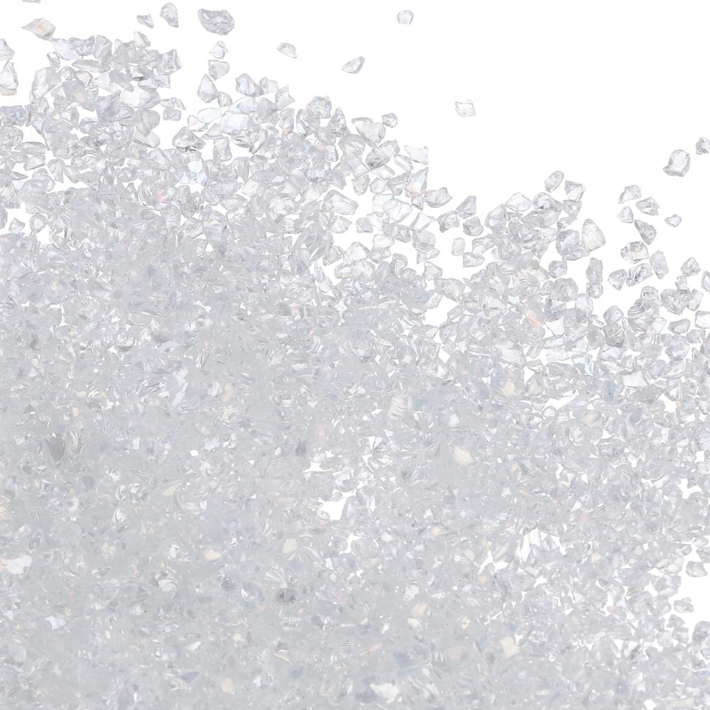 PATIKIL 200g Crushed Glass Glitters, 2-4 mm Colorful Irregular Glass Chips Chunky Glass Glitters Stones for Nail Art DIY Craft Jewelry, White