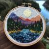 Lake & Mountain Cross Stitch Kits with Hoop Easy Pattern Stamped Cross-Stitch Supplies Needlework DIY 11CT 3 Strands Cotton Thread Printed DIY Needlepoint Kits 3535cm (kn143) view 1