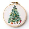 Christmas Tree Cross Stitch Kits with Hoop Easy Pattern Stamped Cross-Stitch Supplies Needlework DIY 11CT 3 Strands Cotton Thread Printed DIY Needlepoint Kits 3535cm (kn86) view 1