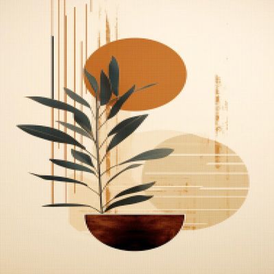 CISDKK Cross Stitch Patterns for Adults,Embroidery kit,Boho Wall,Boho Leaf,Abstract Beige,Boho,Boho,Botanical,Bedroom Wall,11CT,13.39 * 17.33 inch
