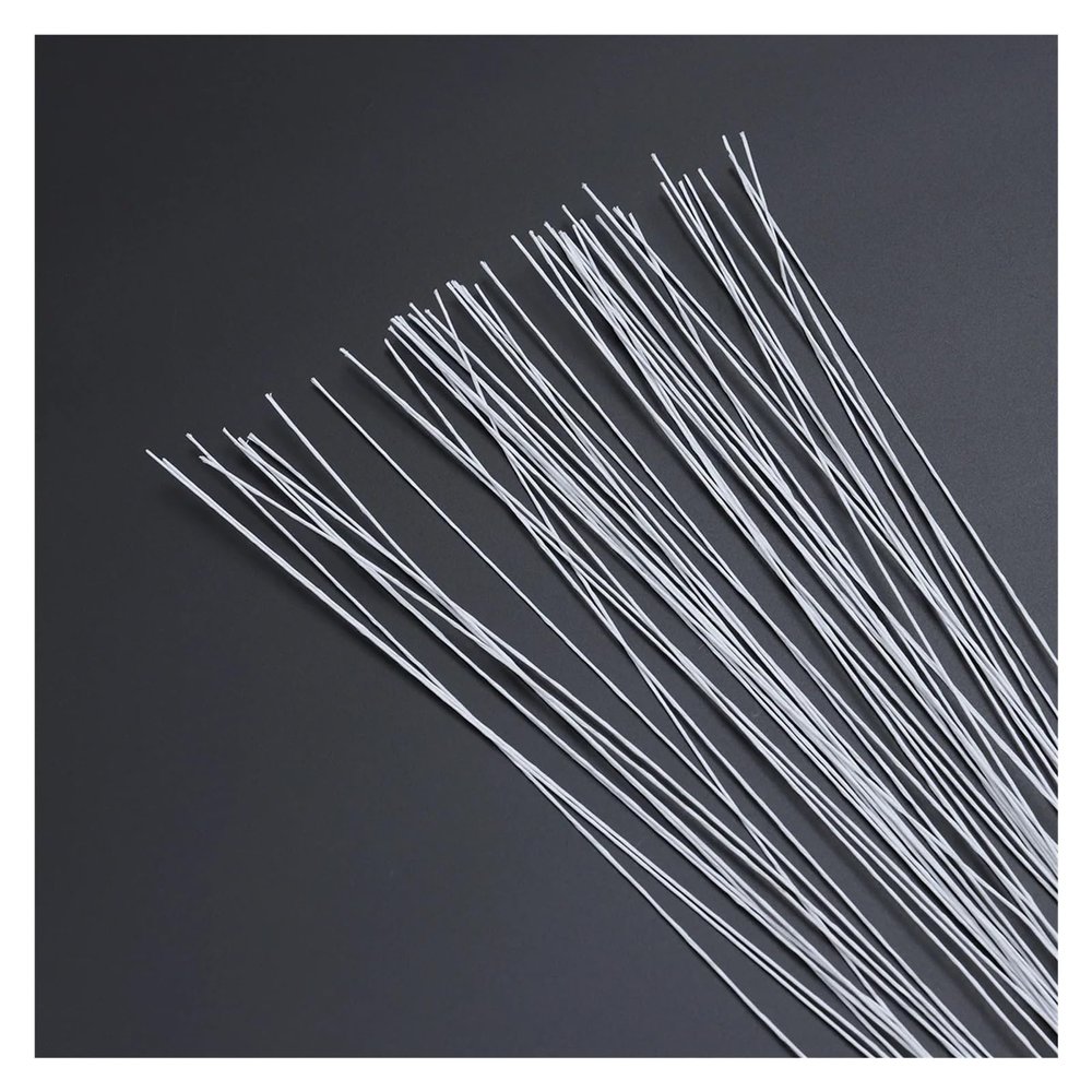 HDNSAUD Floral Wire 50pcs 24 Gauge White Floral Stem Wire Iron Wire Artificial Flower Arrangement Wrapping Strip for Wedding Party DIY Flower Craft