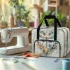 Uorisanigo Sewing Machine Carrying Case Heavy Duty Universal Sewing Machine Tote Bag with Multiple Storage Pocket Compatible with Most Standard Sewing Machine and Accessories Dragonfly Floral view 3