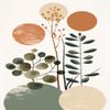 CISDKK Landscape Embroidery kit,Punching Needle Embroidery Kits,Printable Terracotta Green mid Century ModernBohemian Botanical Poster Boho Abstract Plants Gallery Wall,11CT,13.39 * 17.33 inch view 1