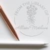 Custom Bibliophile Embosser - Personalized Bookworm Embossed Stamp, 1-5/8 Round, Soft Seal Embosser with Soft Bouquet of Daisies Design, Ideal Gift for Literature Lovers, Unique Bibliophile Tool view 1