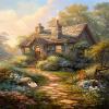Walluminati Cross Stitch Kits for Beginners Stamped Cross-Stitch Supplies Needlework preprint Embroidery Kits for Adults DIY Needlepoint Kits Embroidery Patterns 11CT(Garden House,Q,16x20inch) view 1