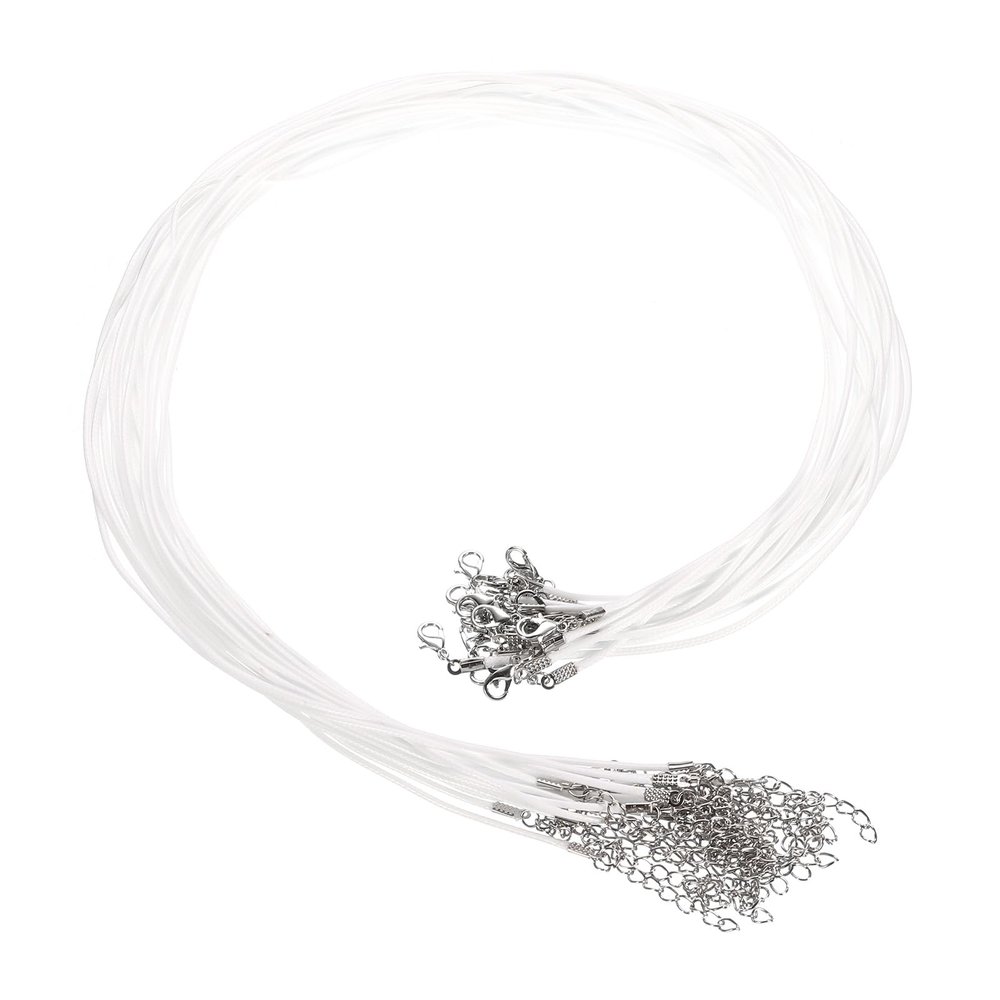 HARFINGTON 20Pcs Waxed Necklace Cord Bulk White 1.5mm Dia 24" Necklace String Rope with Chain Clasp for Pendants Bracelets Jewelry Making Supplies Accessories