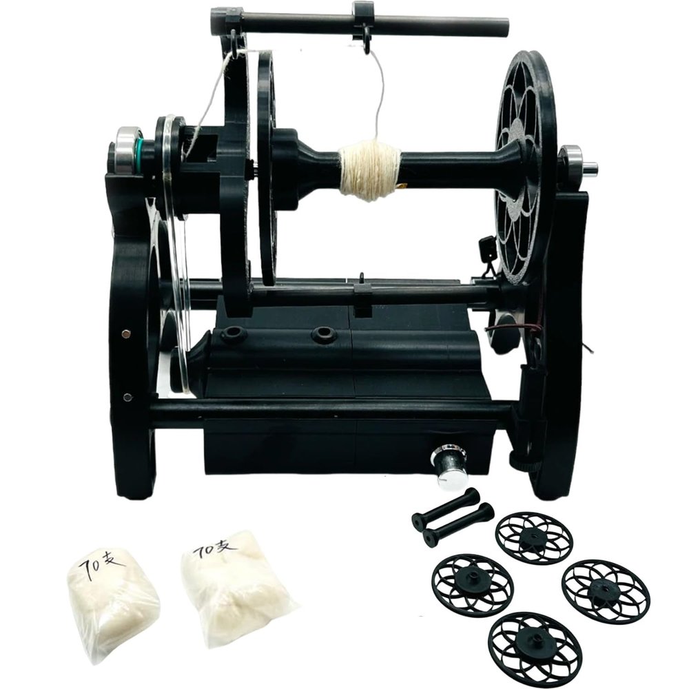 PeaxedHeartin 12v Wool Weaving Tool Winding Machine,12mm Aperture,Can Forward and Reverse Switching,Maximum Speed 800rpm,Adjustable Speed,Suitable for Wool, Silk, Fiber and Other Weaving,Black