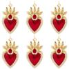 Beebeecraft 1 Box 6Pcs Red Heart Charms Real 18K Gold Plated Brass Cubic Zirconia Enamel Gothic Antique Golden Sacred Hearts Romantic Love Charm for Jewelry Making Pendants DIY Earring Craft Accessory view 1