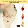 Beebeecraft 1 Box 6Pcs Red Heart Charms Real 18K Gold Plated Brass Cubic Zirconia Enamel Gothic Antique Golden Sacred Hearts Romantic Love Charm for Jewelry Making Pendants DIY Earring Craft Accessory view 2