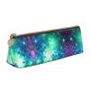 DRTGEDS Green Blue Purple Galaxy Classic Triangular Design Portable Leather Pencil Case With Large Storage Capacity Pencil Pouch view 1