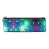 DRTGEDS Green Blue Purple Galaxy Classic Triangular Design Portable Leather Pencil Case With Large Storage Capacity Pencil Pouch view 2