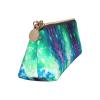 DRTGEDS Green Blue Purple Galaxy Classic Triangular Design Portable Leather Pencil Case With Large Storage Capacity Pencil Pouch view 3