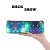 DRTGEDS Green Blue Purple Galaxy Classic Triangular Design Portable Leather Pencil Case With Large Storage Capacity Pencil Pouch view 4