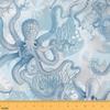 Blue Octopus Fabric by The Yard Watercolor Cartoon Wild Sealife No Stretch Sewing Fabric Seaweed Plants Ocean Themed Soft Flannel Polyester Fabric for Quilting Handmade Artwork 3 Yard Bolt,108"x59" view 1