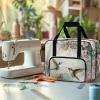 Uorisanigo Sewing Machine Carrying Case Pattern Universal Tote Bag with Soft Cushion and Front Pocket Compatible with Most Standara Sewing Machine and Accessories for Beginners Green Hummingbird view 3