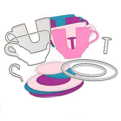 Coffee Tea Cups Metal Dies for Card Making DIY Scrapbooking Embossing Stencil Die Cuts Punch Template Molds Arts Crafts Metal Die Cuts Handmade Crafts Metal Cutting Dies Supplies Scrapbook Album Decor