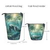 QASNLU Crazy Save Manatee print Vertical retractable pencil case storage bag for office travel daily makeup bags view 4