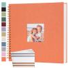 Scrapbook Photo Album 12x12 Inches 80 Pages Hardcover Kraft Paper Linen Cover Scrap Book Memory Book DIY Scrapbook Albums for Wedding Baby Boyfriend Travel Anniversary Family, Orange view 1