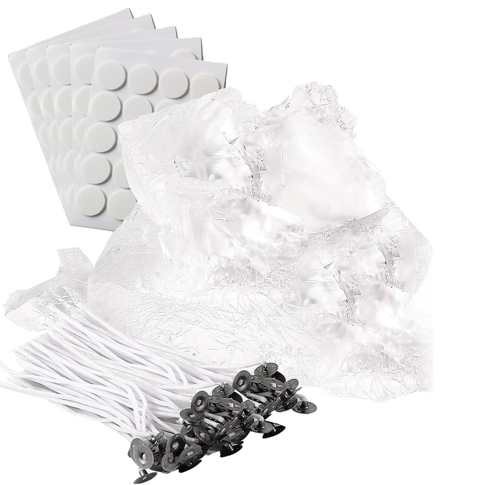8.8 Lb Transparent Jelly Candle Wax for Making, DIY Gel Wax Making Kit with 100 Pcs Wicks and 100 Pcs Wick Stickers