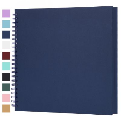 Scrapbook Album 12x12 Inches 100 Pages Hardcover Kraft Paper Photo Album Scrap Book Memory Book Blank DIY Scrapbook Albums for Boyfriend Wedding Baby Travel Anniversary Family, Blue