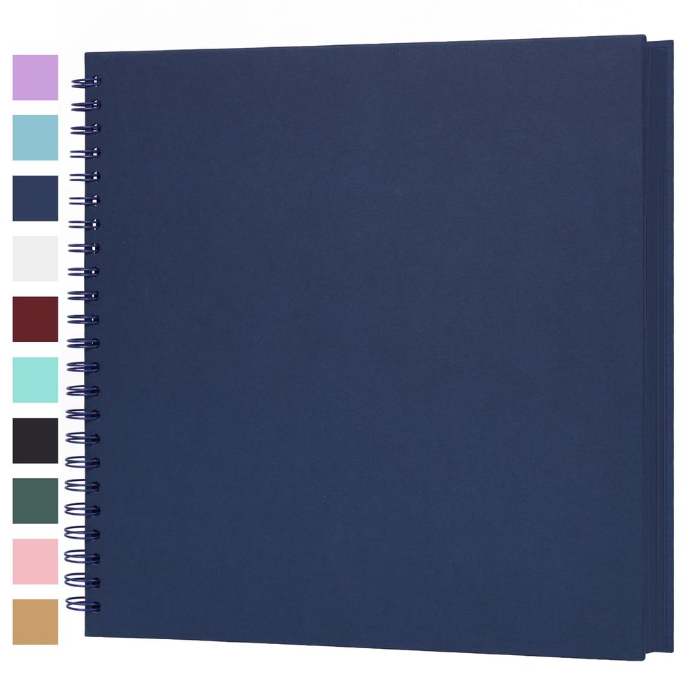 Scrapbook Album 12x12 Inches 100 Pages Hardcover Kraft Paper Photo Album Scrap Book Memory Book Blank DIY Scrapbook Albums for Boyfriend Wedding Baby Travel Anniversary Family, Blue