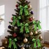 VATIN Green Glitter Wired Ribbon with Metallic Edge, Christmas Decor for Wreath, Tree, Gift Wrapping & Home,1.5" x10 Yards view 3
