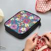 Vanideaoty Boho Floral Crochet Hook Case with Web Pockets Knitting Needle Organizer - Portable Crochet & Knitting Storage for Hooks, Needles & Supplies view 3