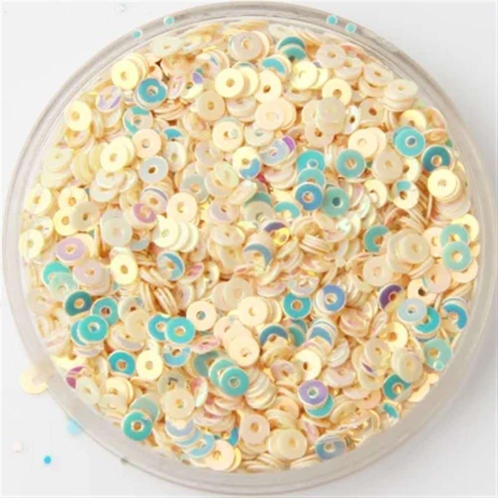 10g(3000pcs) Size 3mm Sequin Flat Round Loose Sequins Paillette for Sewing Wedding Craft, Patches Material(Beige)