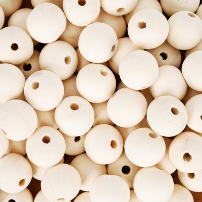 YANGRISE 120pcs 25mm Wood Beads Crafts Natural Round Unfinished Loose Beads Wood Spacer Beads for DIY Crafts Making Decorations Round Predrilled Wooden Balls for Farmhouse Dcor