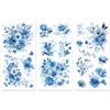 Peacoblue Rub on Transfer Decals for Furniture Crafts Decor 6"x12", 3Pcs Blue Flowers Waterproof UV DTF Transfer Decals Sticker for Dresser Lingerie Chests Drawer Glass Porcelain Wood Plastic view 1