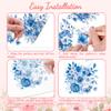 Peacoblue Rub on Transfer Decals for Furniture Crafts Decor 6"x12", 3Pcs Blue Flowers Waterproof UV DTF Transfer Decals Sticker for Dresser Lingerie Chests Drawer Glass Porcelain Wood Plastic view 3