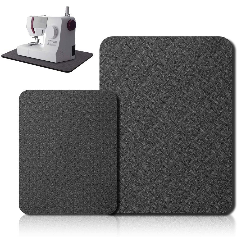 2 Pcs Sewing Machine Muffling Mat Pedal Sewing Mat Reduce Vibrations Noise No Slip Machine Accessories for Quilting(15" X 20" and 11" X 14",Black)