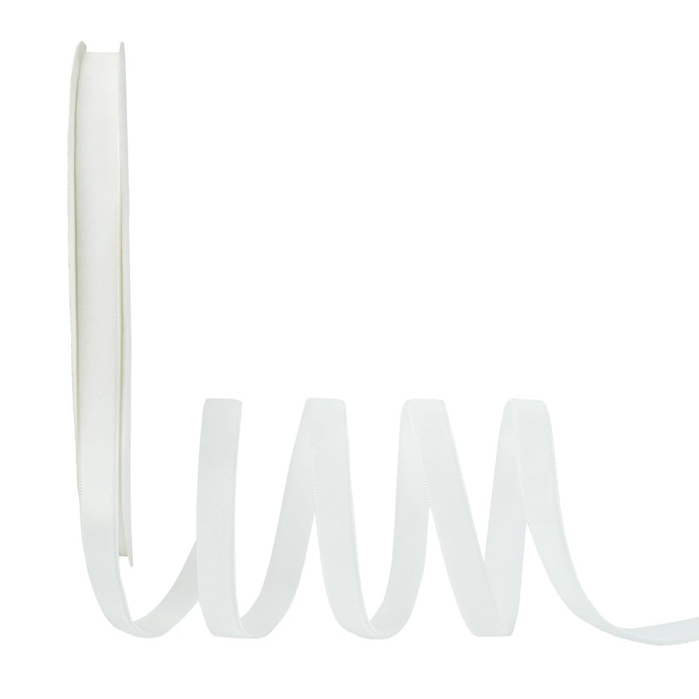 QAVBFA White Velvet Ribbon, 3/8 Inch x 20 Yards Spool, Use for Choker, Gift Wrapping, Floral Bouquets, Boutonnieres