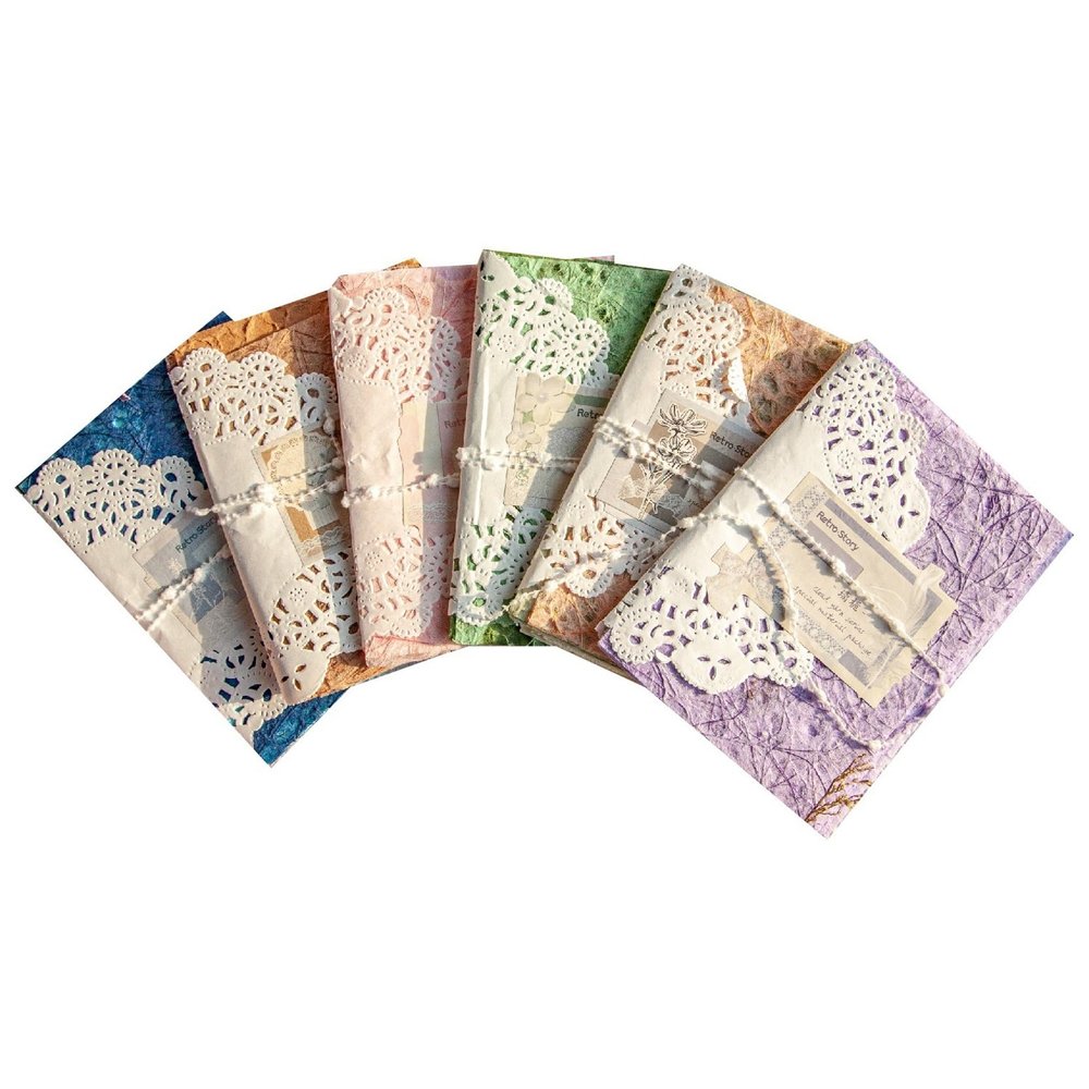 Uamtucev 96 Sheets Textured Scrapbook Paper and Mesh Fabric Assorted Set,6 Pack Mixed Special Paper for Scrapbooking Planner