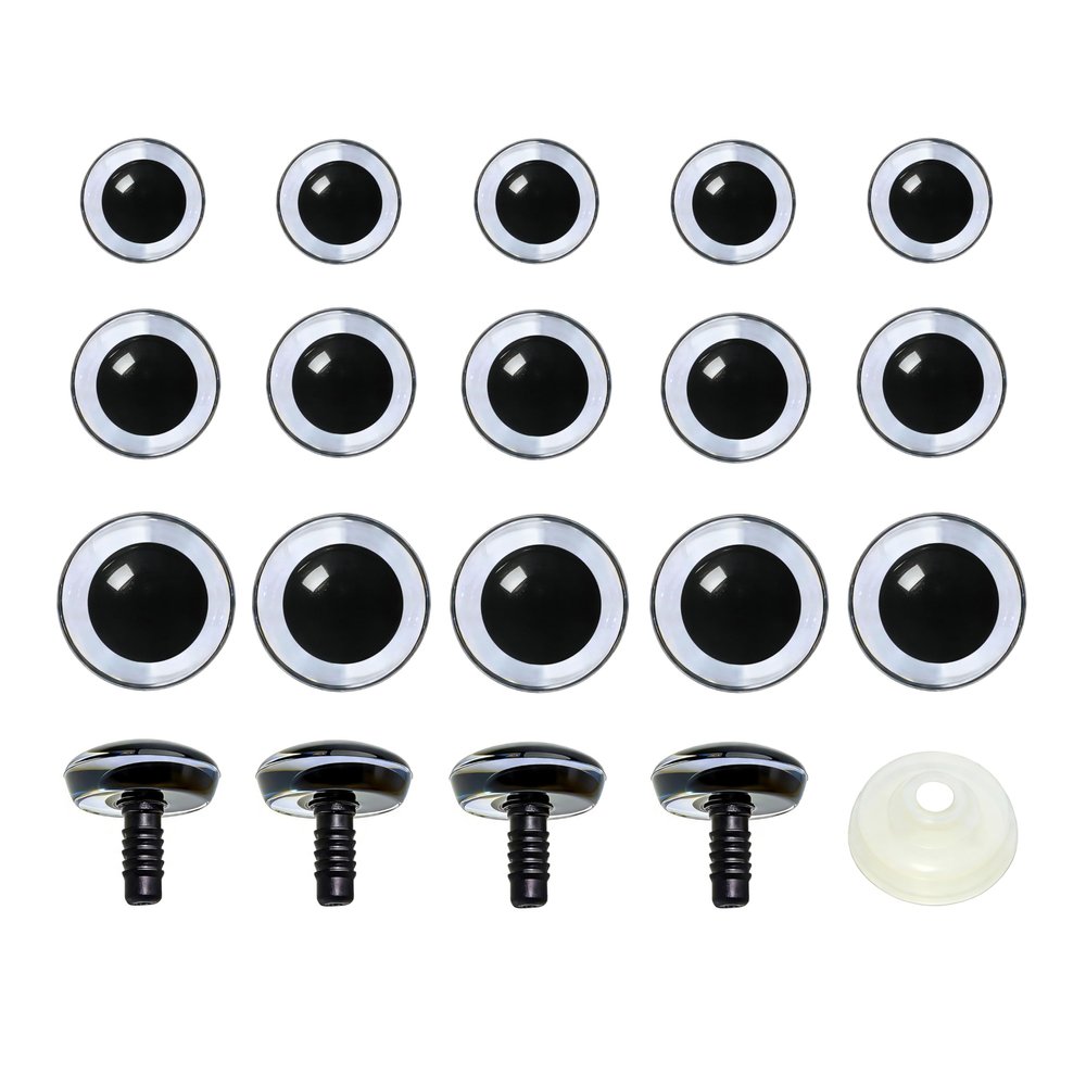 BESTCYC 1Box(120pcs)14mm/16mm/18mm 3D Plastic Safety Eyes Transparent Craft Crochet Doll Eyes with Washers for DIY Making or Repair of Amigurumi Stuffed Animals,Dolls, Crochets Supplies