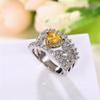 925 Sterling Silver Shiny Full Diamond Gemstone Ring 18K Gold Heart Citrine Cubic Zirconia Promise Rings CZ Diamond Multi Row Rings Eternity Engagement Wedding Party Ring for Women A.32 (US Code 8) view 2