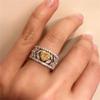 925 Sterling Silver Shiny Full Diamond Gemstone Ring 18K Gold Heart Citrine Cubic Zirconia Promise Rings CZ Diamond Multi Row Rings Eternity Engagement Wedding Party Ring for Women A.32 (US Code 8) view 3