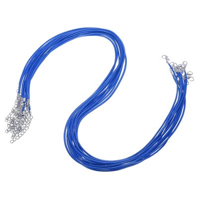 MECCANIXITY 10pcs 24 Inch Waxed Necklace Cord, Bulk Necklace String with Clasp 2mm Waxed Leather Cord Rope for Jewelry Making DIY Bracelet Pendant,Dark Blue