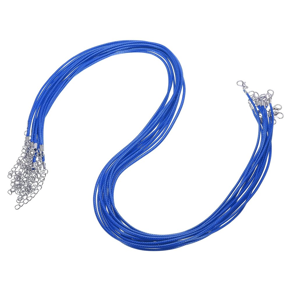 MECCANIXITY 10pcs 24 Inch Waxed Necklace Cord, Bulk Necklace String with Clasp 2mm Waxed Leather Cord Rope for Jewelry Making DIY Bracelet Pendant,Dark Blue