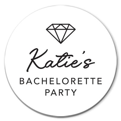 Personalized Bachelorette Party Stickers with Diamond, Modern Bachelorette Favor Labels, Port of Reverie Paper Co
