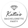 Personalized Bachelorette Party Stickers with Diamond, Modern Bachelorette Favor Labels, Port of Reverie Paper Co view 1