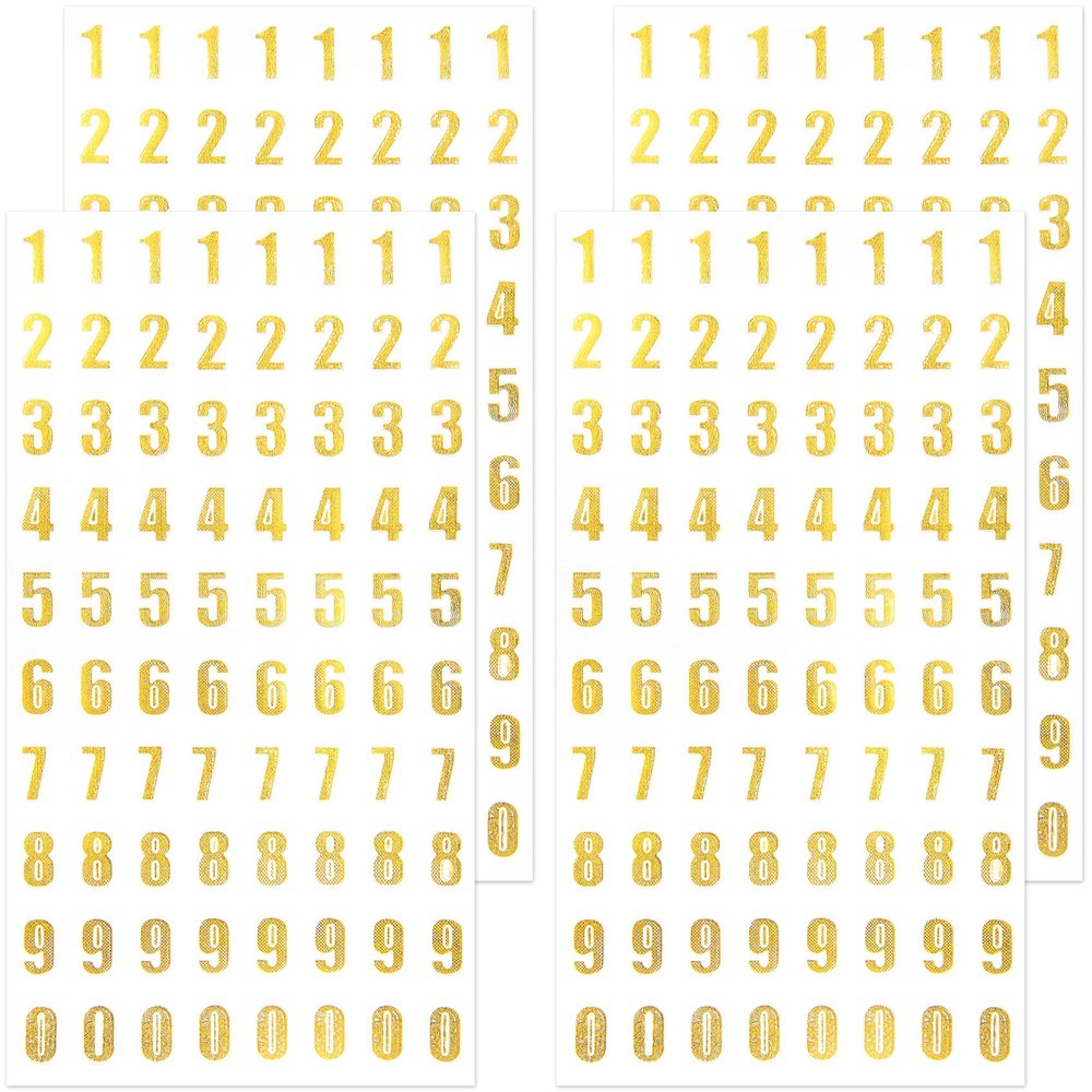 ANCIRS Gold Glitter Number Stickers Set (0-9) - 4 Sheets, 320pcs Small Self-Adhesive Sparkle Numbers for DIY Arts, Craft, Greeting Cards, Gift, Scrapbooks Decoration